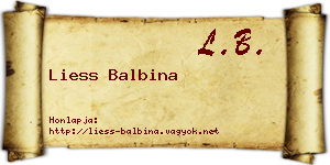 Liess Balbina névjegykártya